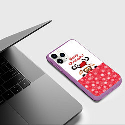 Чехол iPhone 11 Pro матовый Оленёнок Merry Christmas, цвет: 3D-фиолетовый — фото 2