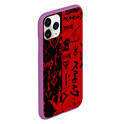 Чехол iPhone 11 Pro матовый BERSERK BLACK RED БЕРСЕРК ПАТТЕРН, цвет: 3D-фиолетовый — фото 2