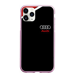 Чехол iPhone 11 Pro матовый АУДИ ЛОГО AUDI GEOMETRY RED STRIPES LINE, цвет: 3D-розовый