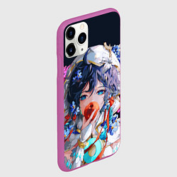 Чехол iPhone 11 Pro матовый Venti gi ест яблоко Genshin impact Геншин Импакт, цвет: 3D-фиолетовый — фото 2