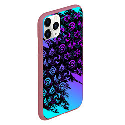 Чехол iPhone 11 Pro матовый GENSHIN NEON PATTERN SYMBOL НЕОН ЭМБЛЕМЫ, цвет: 3D-малиновый — фото 2