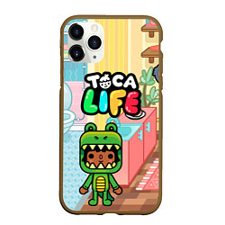Чехол iPhone 11 Pro матовый Toca Life: Crocodile, цвет: 3D-коричневый