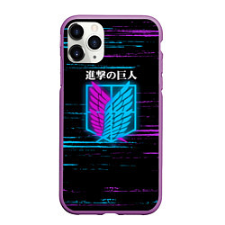 Чехол iPhone 11 Pro матовый Атака Титанов: Неон, цвет: 3D-фиолетовый