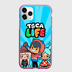 Чехол iPhone 11 Pro матовый Toca Life: Friends, цвет: 3D-малиновый