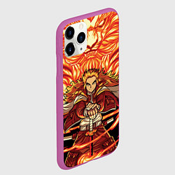 Чехол iPhone 11 Pro матовый Пламенный столб Ренгоку Кенджуро, цвет: 3D-фиолетовый — фото 2
