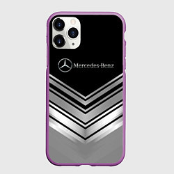 Чехол iPhone 11 Pro матовый Mercedes-Benz Текстура, цвет: 3D-фиолетовый