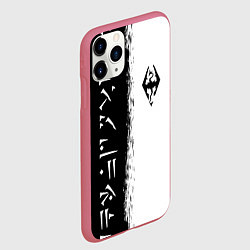Чехол iPhone 11 Pro матовый THE ELDER SCROLLS SKYRIM FUS RO DAH ЧЁРНО БЕЛЫЙ, цвет: 3D-малиновый — фото 2