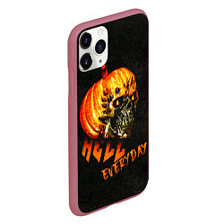 Чехол iPhone 11 Pro матовый Helloween череп тыква scull pumkin, цвет: 3D-малиновый — фото 2