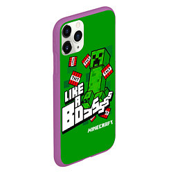 Чехол iPhone 11 Pro матовый LIKE A BOSS Minecraft Creepe, цвет: 3D-фиолетовый — фото 2