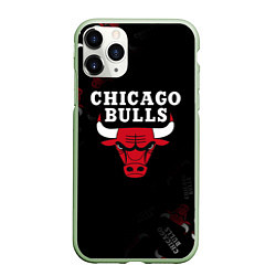 Чехол iPhone 11 Pro матовый ЧИКАГО БУЛЛС БЫКИ CHICAGO BULLS, цвет: 3D-салатовый