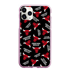 Чехол iPhone 11 Pro матовый CHICAGO BULLS БЫКИ УЗОР, цвет: 3D-розовый