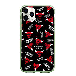 Чехол iPhone 11 Pro матовый CHICAGO BULLS БЫКИ УЗОР, цвет: 3D-салатовый