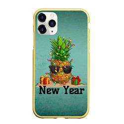 Чехол iPhone 11 Pro матовый Праздничный ананас