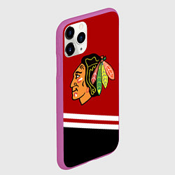 Чехол iPhone 11 Pro матовый Chicago Blackhawks, NHL, цвет: 3D-фиолетовый — фото 2