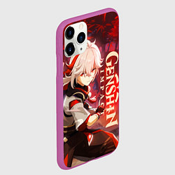Чехол iPhone 11 Pro матовый Геншин импакт: Кадзуха, цвет: 3D-фиолетовый — фото 2