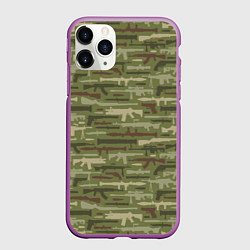 Чехол iPhone 11 Pro матовый Оружие камуфляж, цвет: 3D-фиолетовый