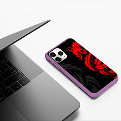 Чехол iPhone 11 Pro матовый КРАСНЫЙ ДРАКОН ТАТУ RED DRAGON TATTOO, цвет: 3D-фиолетовый — фото 2