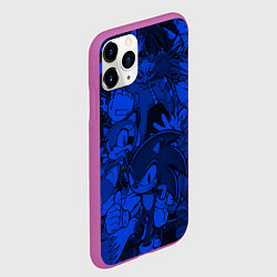 Чехол iPhone 11 Pro матовый SONIC BLUE PATTERN СИНИЙ ЁЖ, цвет: 3D-фиолетовый — фото 2
