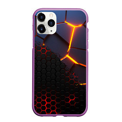 Чехол iPhone 11 Pro матовый 3D РАЗЛОМ И СТАЛЬНАЯ БРОНЯ ПОПУЛЯРНЫЕ ТЕКСТУРЫ, цвет: 3D-фиолетовый