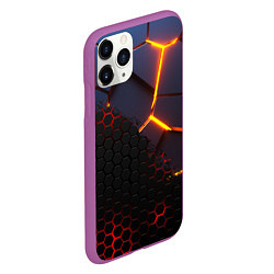 Чехол iPhone 11 Pro матовый 3D РАЗЛОМ И СТАЛЬНАЯ БРОНЯ ПОПУЛЯРНЫЕ ТЕКСТУРЫ, цвет: 3D-фиолетовый — фото 2