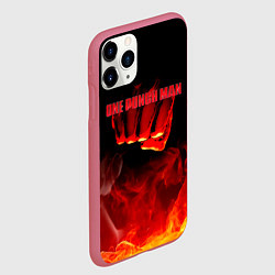 Чехол iPhone 11 Pro матовый Кулак One Punch-Man в огне, цвет: 3D-малиновый — фото 2