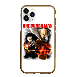 Чехол iPhone 11 Pro матовый Сайтама и Генос One Punch-Man, цвет: 3D-коричневый