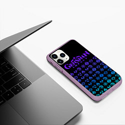 Чехол iPhone 11 Pro матовый GENSHIN IMPACT ЭМБЛЕМЫ NEON, цвет: 3D-сиреневый — фото 2