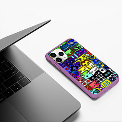 Чехол iPhone 11 Pro матовый Geometry Dash: All Skins, цвет: 3D-фиолетовый — фото 2