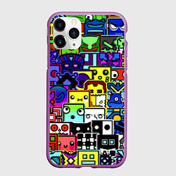 Чехол iPhone 11 Pro матовый Geometry Dash: All Skins, цвет: 3D-фиолетовый