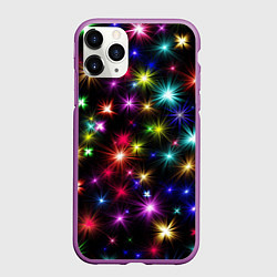 Чехол iPhone 11 Pro матовый ПРАЗДНИЧНЫЕ ОГОНЬКИ, цвет: 3D-фиолетовый