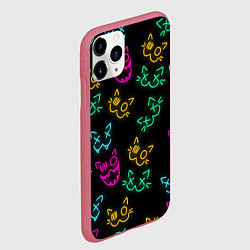 Чехол iPhone 11 Pro матовый НЕОНОВЫЕ КОТИКИ NEON FACES CATS, цвет: 3D-малиновый — фото 2