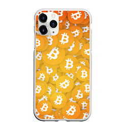 Чехол iPhone 11 Pro матовый Биткоин текстура, цвет: 3D-белый