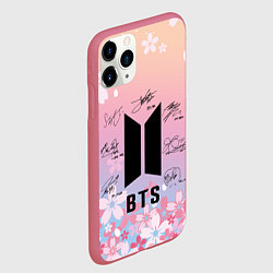 Чехол iPhone 11 Pro матовый BTS БТС АВТОГРАФЫ УЧАСТНИКОВ, цвет: 3D-малиновый — фото 2
