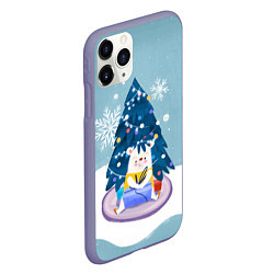 Чехол iPhone 11 Pro матовый Медвежонок под новогодней елкой, цвет: 3D-серый — фото 2