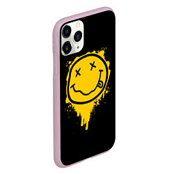 Чехол iPhone 11 Pro матовый NIRVANA LOGO SMILE, БРЫЗГИ КРАСОК, цвет: 3D-розовый — фото 2