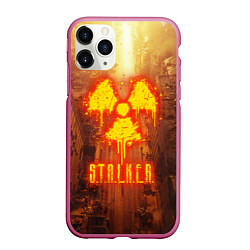 Чехол iPhone 11 Pro матовый STALKER РАДИАЦИЯ ЧЕРНОБЫЛЬ, ПРИПЯТЬ, цвет: 3D-малиновый