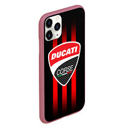 Чехол iPhone 11 Pro матовый DUCATI CARBON LOGO ITALY CONCERN, цвет: 3D-малиновый — фото 2