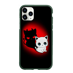 Чехол iPhone 11 Pro матовый КОТИК ДЬЯВОЛ KITTY DEVIL, цвет: 3D-темно-зеленый