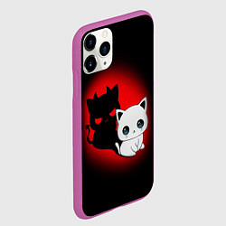 Чехол iPhone 11 Pro матовый КОТИК ДЬЯВОЛ KITTY DEVIL, цвет: 3D-фиолетовый — фото 2