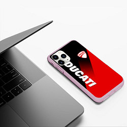 Чехол iPhone 11 Pro матовый DUCATI RED DEVIL MOTOCYCLE, цвет: 3D-розовый — фото 2