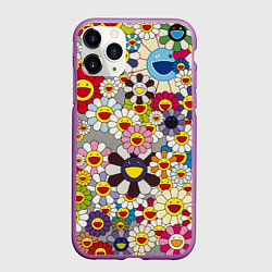 Чехол iPhone 11 Pro матовый Flower Superflat, Такаши Мураками, цвет: 3D-фиолетовый