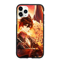 Чехол iPhone 11 Pro матовый Genshin Impact: Zhongli, цвет: 3D-черный