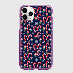 Чехол iPhone 11 Pro матовый Christmas Candy, цвет: 3D-фиолетовый