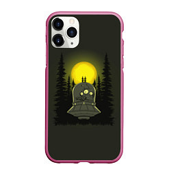 Чехол iPhone 11 Pro матовый Шокированный пришелец в лесу, цвет: 3D-малиновый