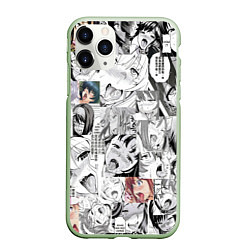 Чехол iPhone 11 Pro матовый AHEGAO фон из девочек, цвет: 3D-салатовый