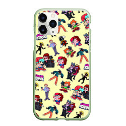Чехол iPhone 11 Pro матовый Friday Night Funkin - все герои, цвет: 3D-салатовый