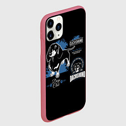 Чехол iPhone 11 Pro матовый Собака Такса, цвет: 3D-малиновый — фото 2
