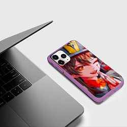 Чехол iPhone 11 Pro матовый Ху тао ухмыляется тебе genshin impact, цвет: 3D-фиолетовый — фото 2