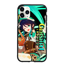 Чехол iPhone 11 Pro матовый Венти - Геншин импакт, цвет: 3D-черный