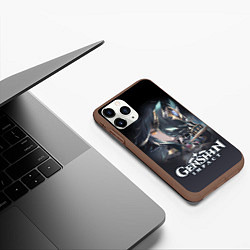 Чехол iPhone 11 Pro матовый ГенШин - игра с открытым миром, цвет: 3D-коричневый — фото 2